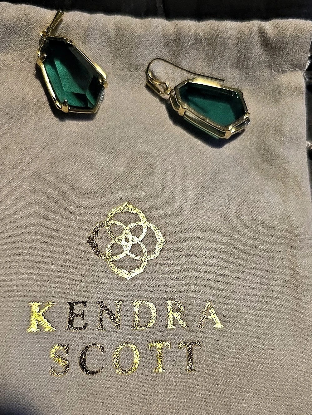 Kendra Scott Elle Gold Drop Earrings Green & Gold
